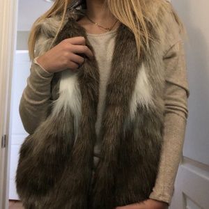 faux fur vest with hood